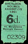 Child's ticket to the 1951 Sherlock Holmes Exhibition
